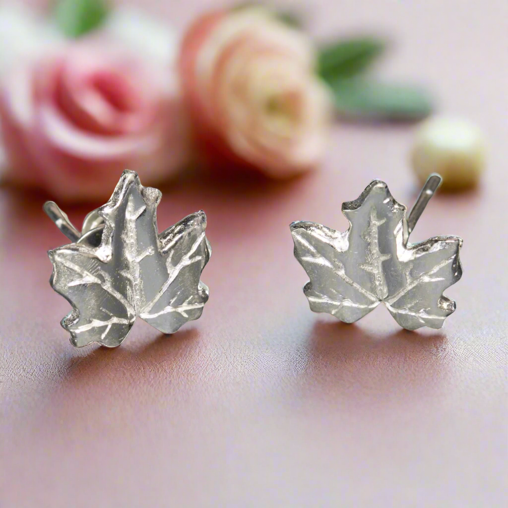 Suzie Blue Canada - Maple Leaf Stud Earring - Silver Plate
