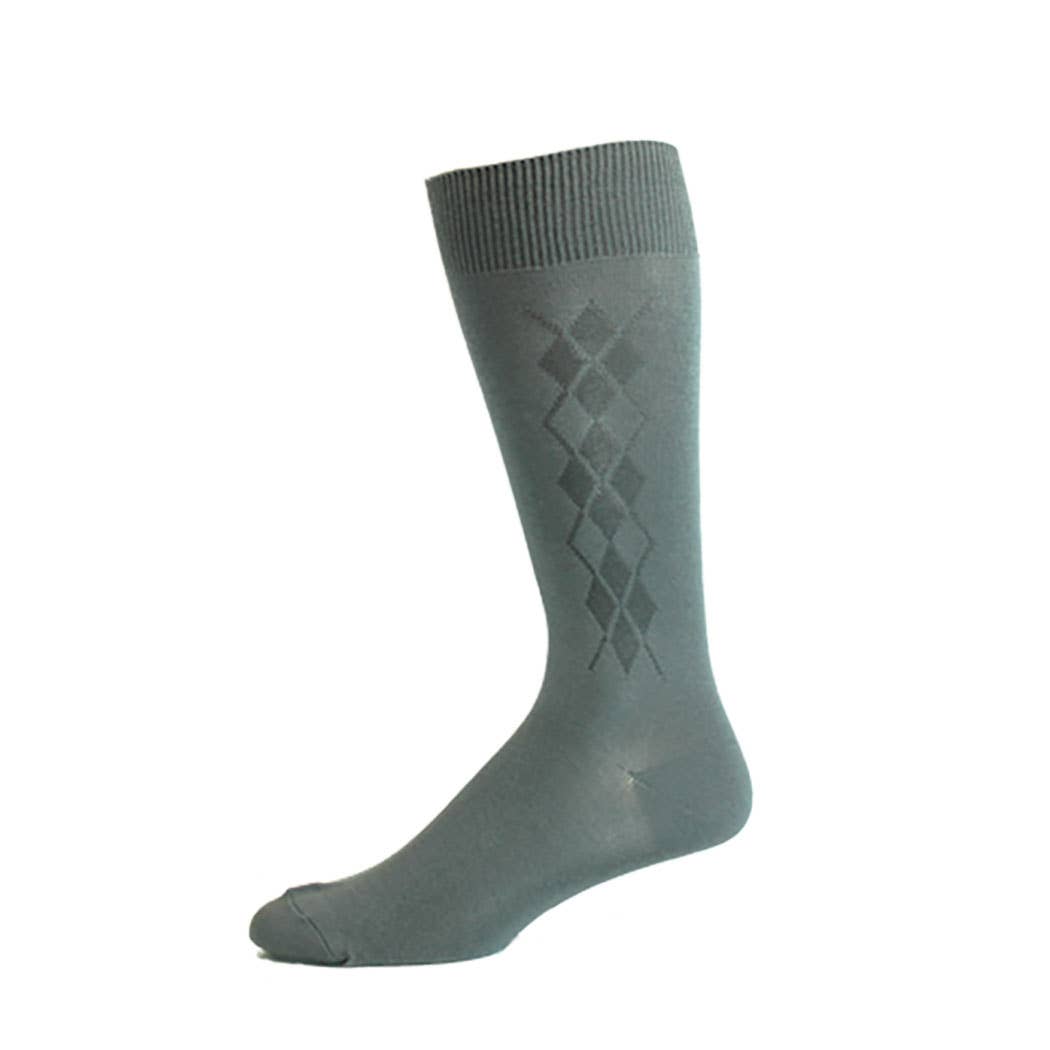 Dot-Line Design - Men's Bamboo Argyle Dress: Black