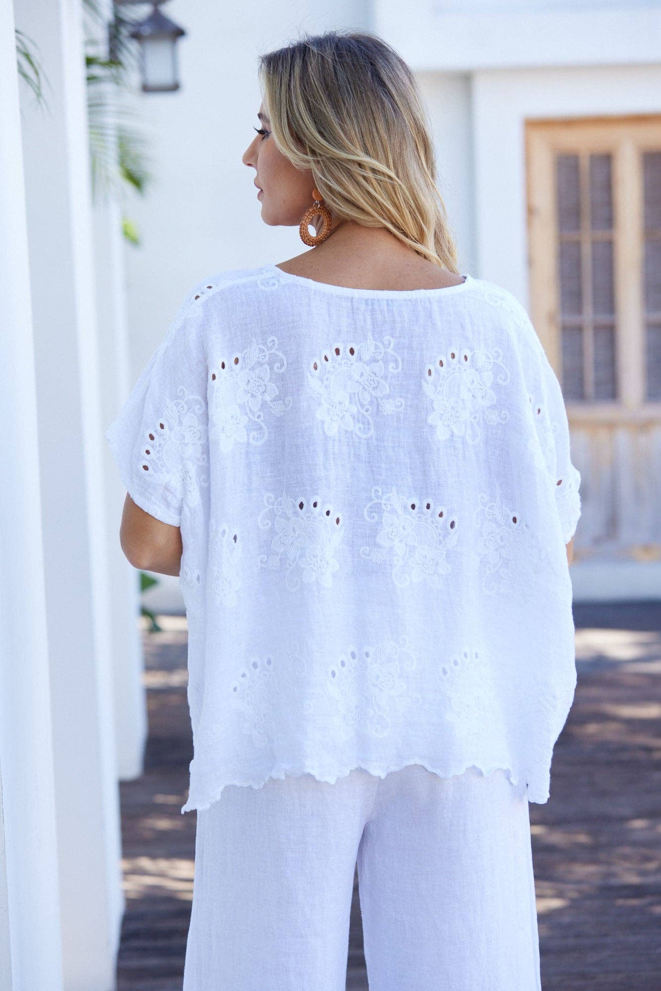 OFV - Lula's Eyelet Blouse: White / S/M-L/XL