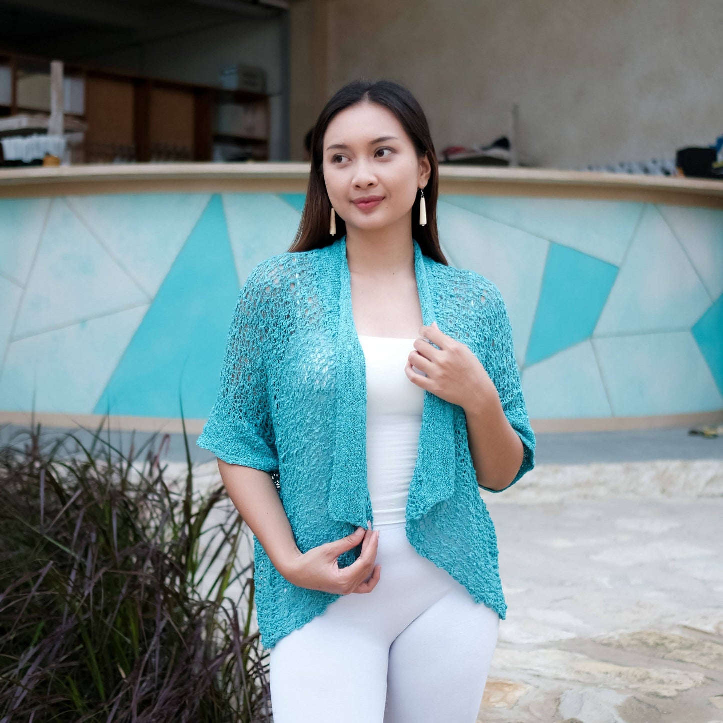Suzie Blue Canada - Short Sleeved Cardigan - Teal