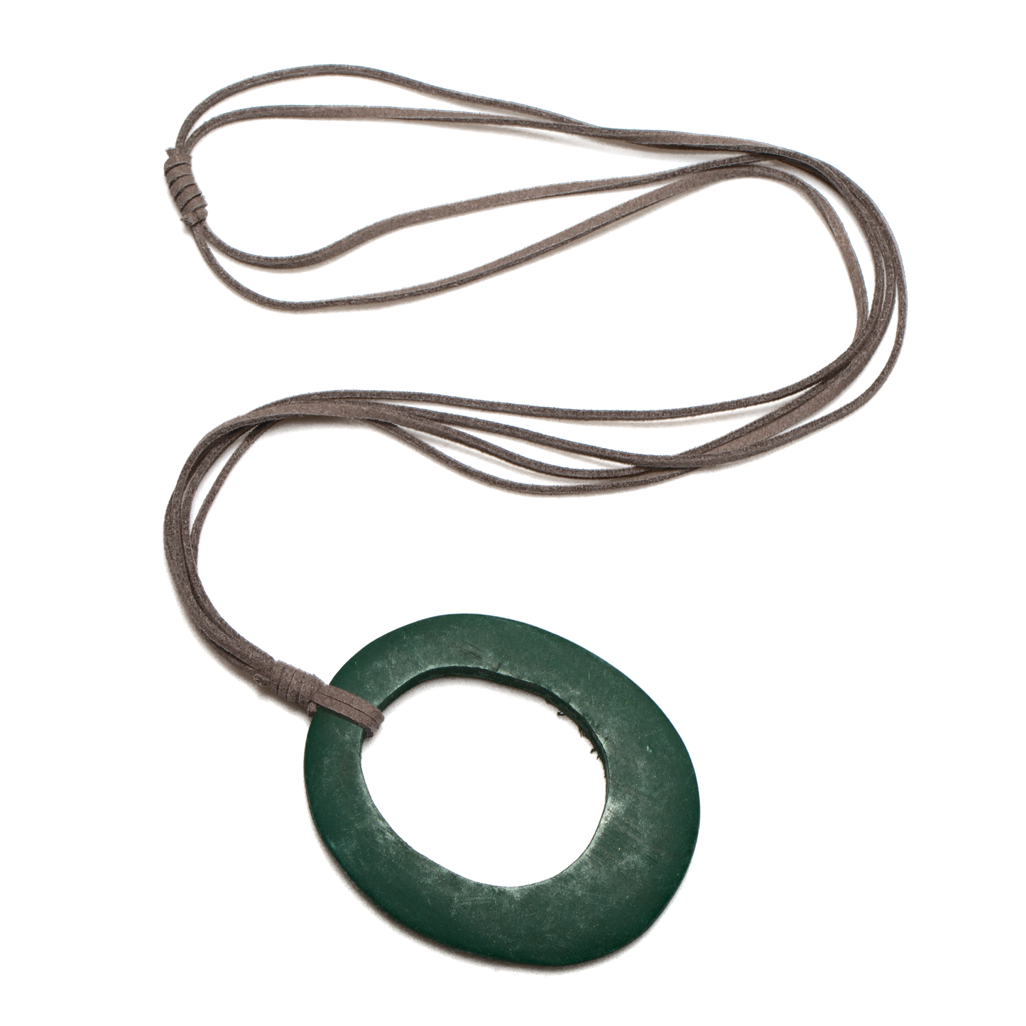 Suzie Blue Canada - Simple Tinted Wood Oval Pendant On Suede: Green