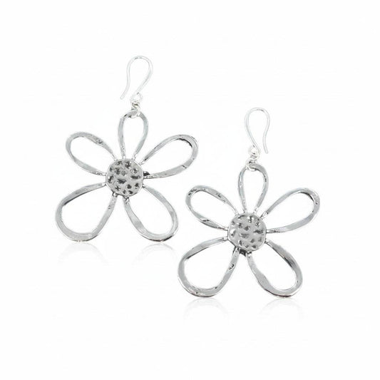 Suzie Blue Canada - Open Flower Earrings in Silver Plate