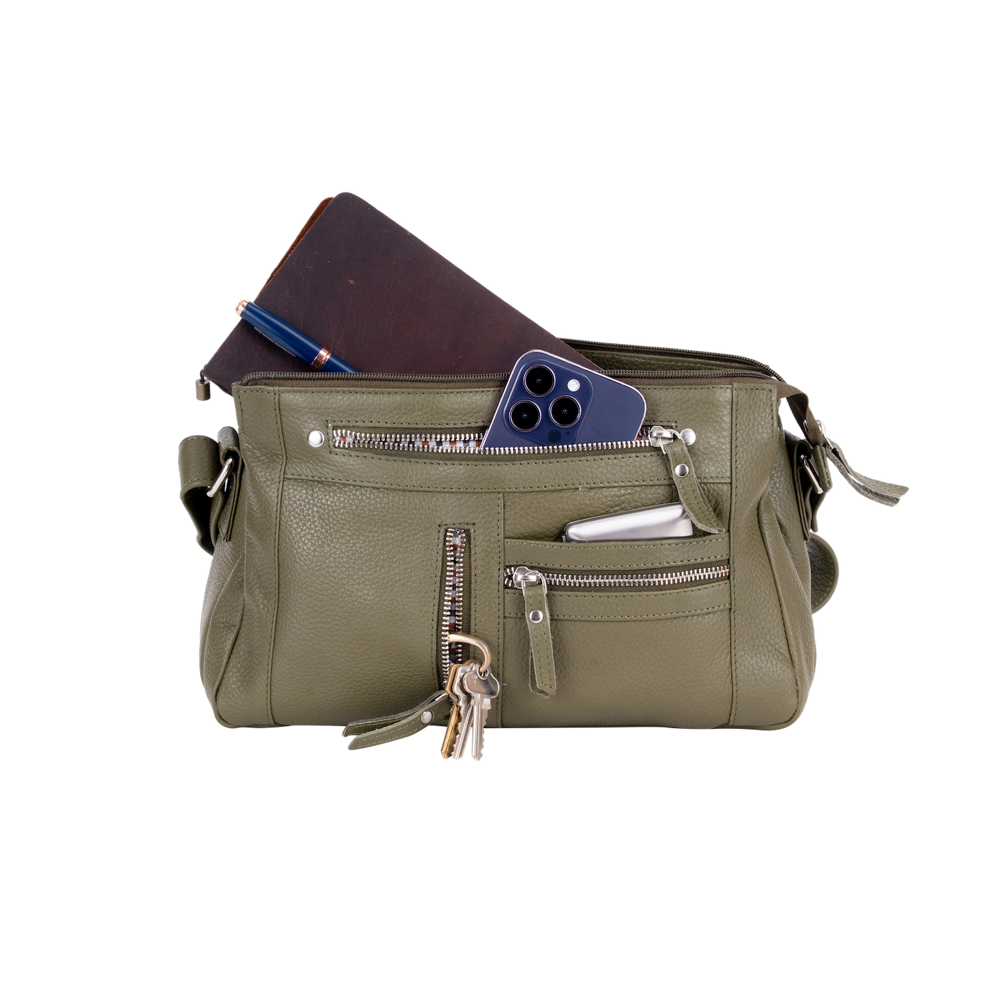 Greenwood Leather - Greenwood Leather Crossbody Bag – Stylish, Functional & Time: OLIVE GREEN