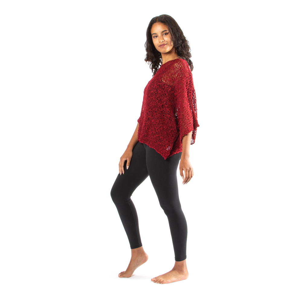 Suzie Blue Canada - Popcorn Knit Top - Dark Red