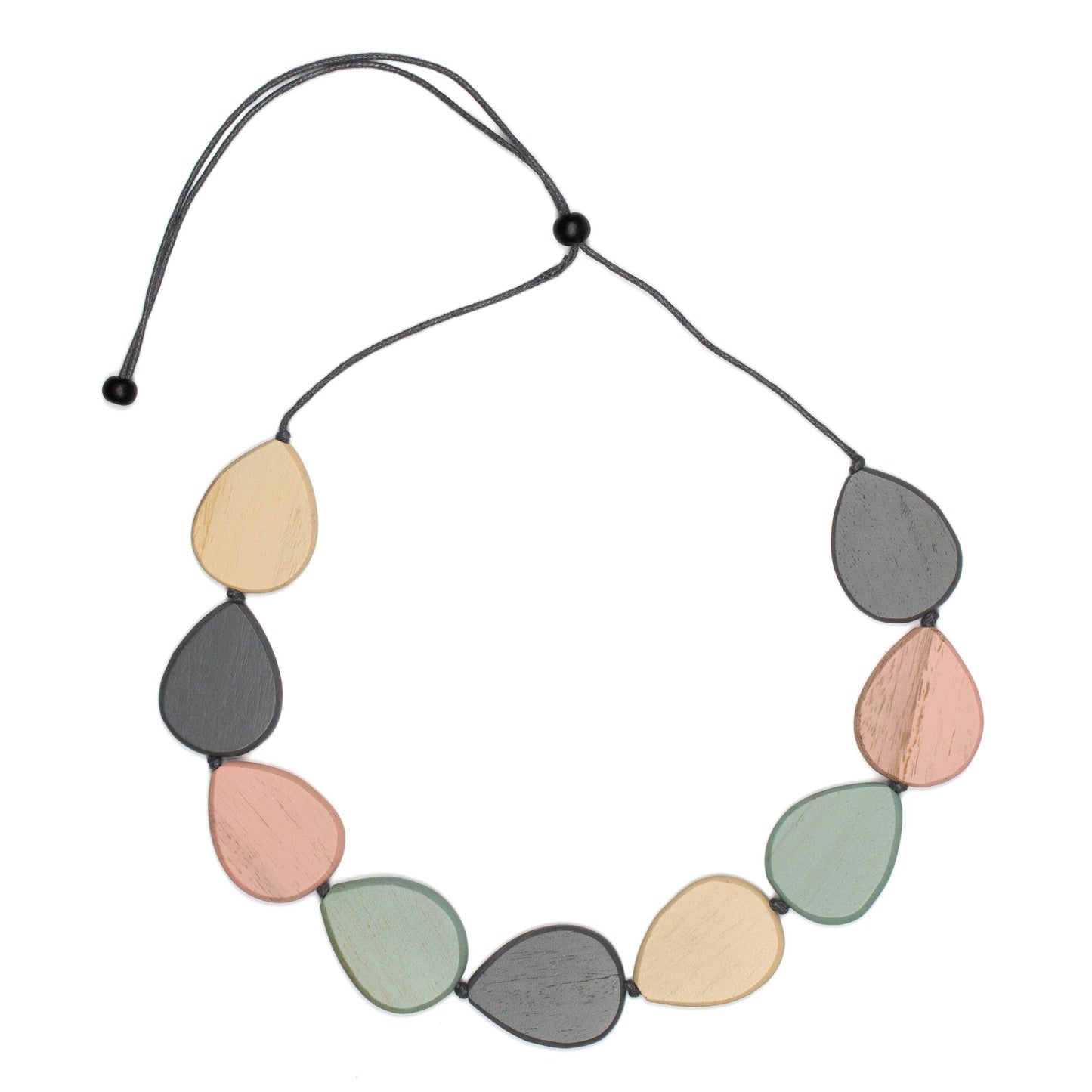 Suzie Blue Canada - Tinted Wood Pebble Necklace: Bright Multi