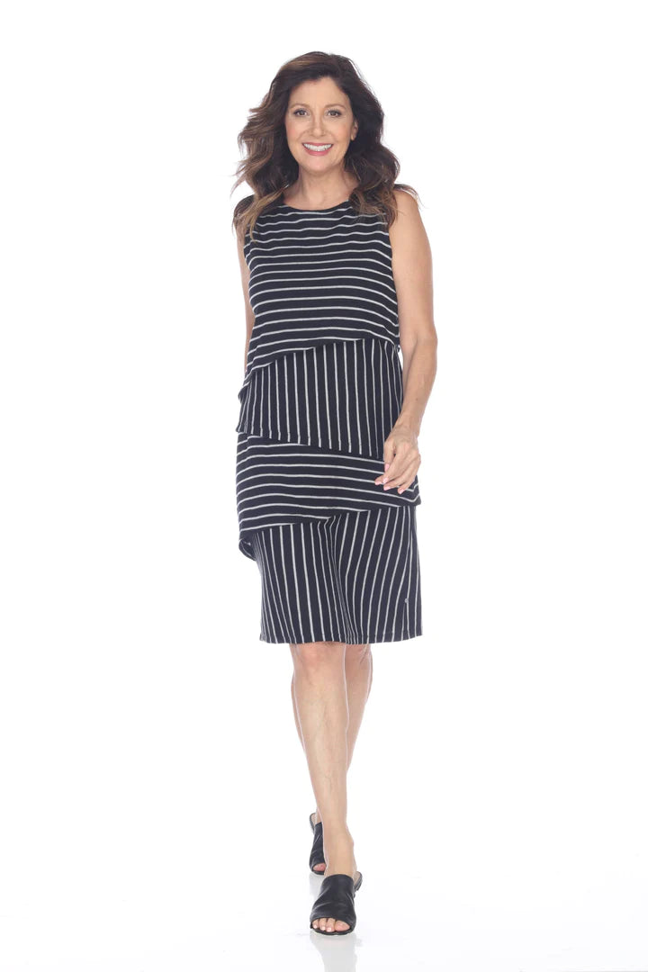 neon buddha dress Neon Buddha All Lined Up Dress Women's Size XL Sleeveless Shift Layered Cotton
