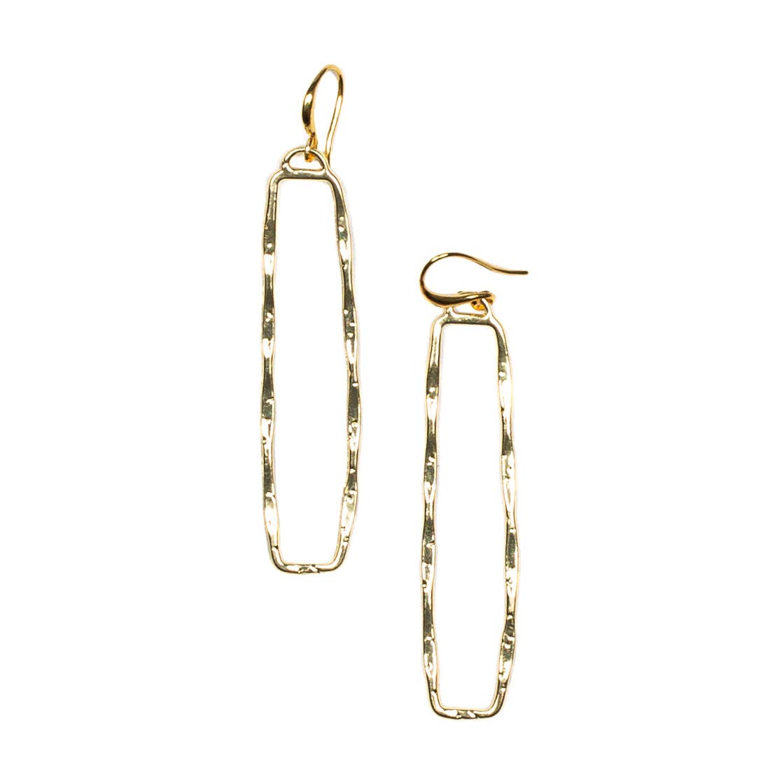 Suzie Blue Canada - Rectangular Drop Earrings - Gold Plate