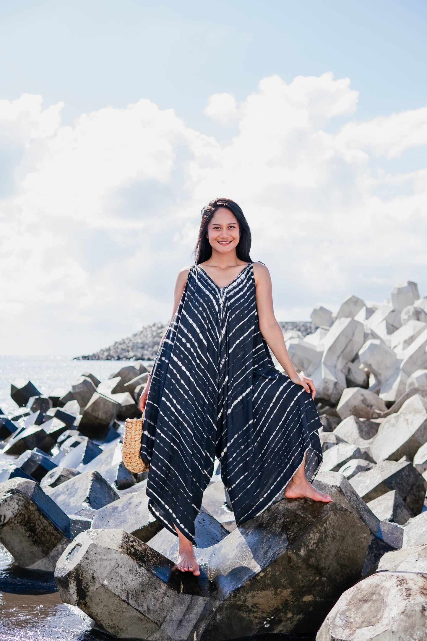 Suzie Blue Canada - Black & White Tie Dye Romper