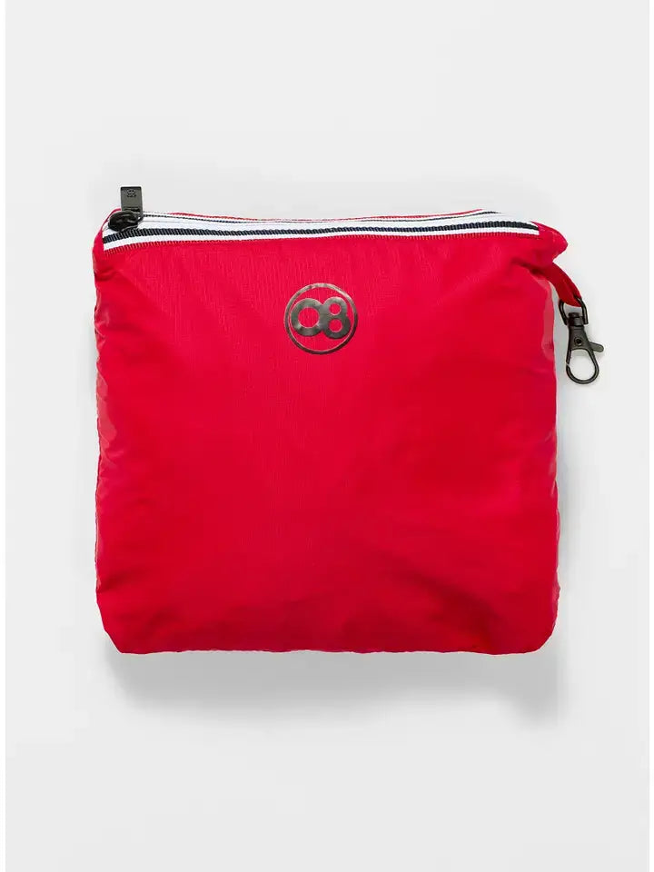 O8 Lifestyle - Sloane - Red Full Zip Packable Rain Jacket : XL