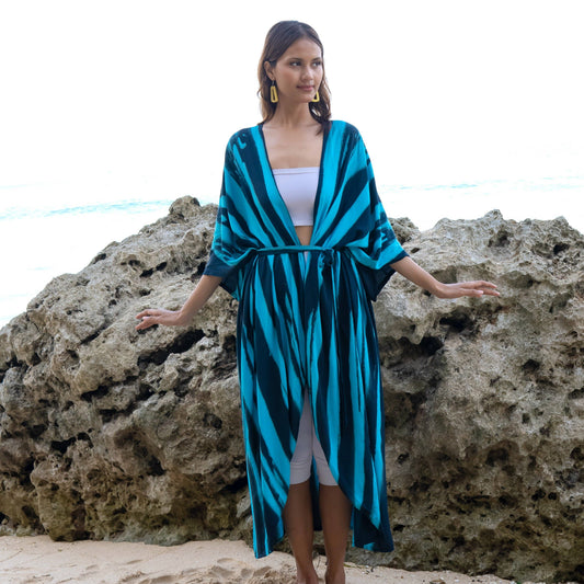 Kimono In Teal & Black