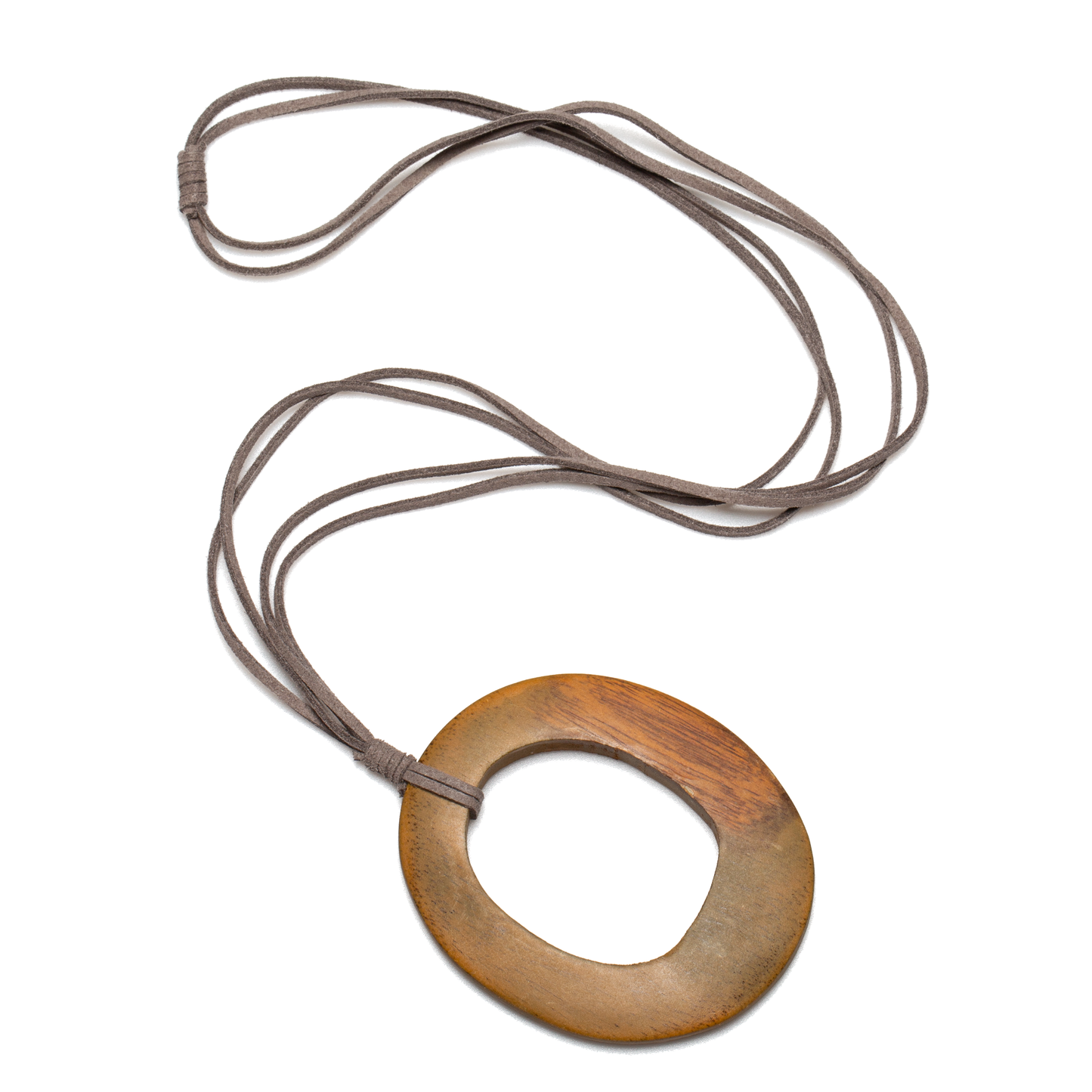 Suzie Blue Canada - Simple Tinted Wood Oval Pendant On Suede: Green