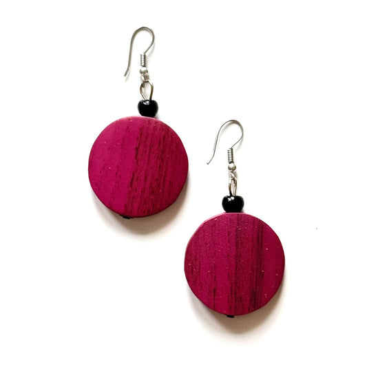 Suzie Blue Canada - Wooden Disc earring: Pink
