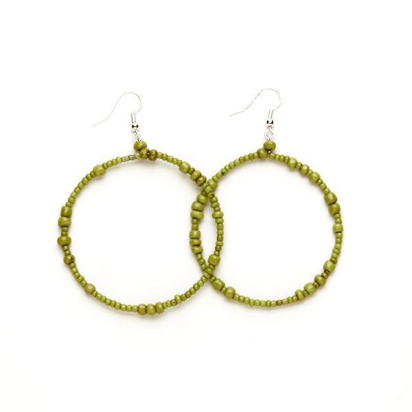 Suzie Blue Canada - Beaded Hoop Earrings: Green