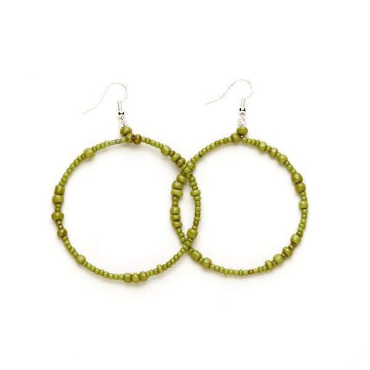 Suzie Blue Canada - Beaded Hoop Earrings: Green