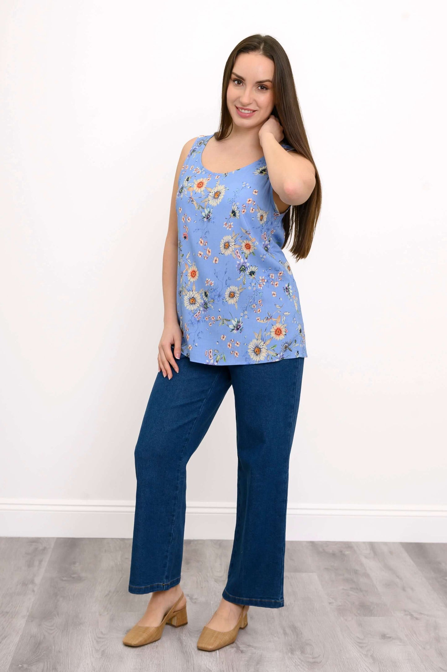 Blue Sky Clothing Co LLC - Jazz Tank, Peri Daisy, Bamboo: XLARGE
