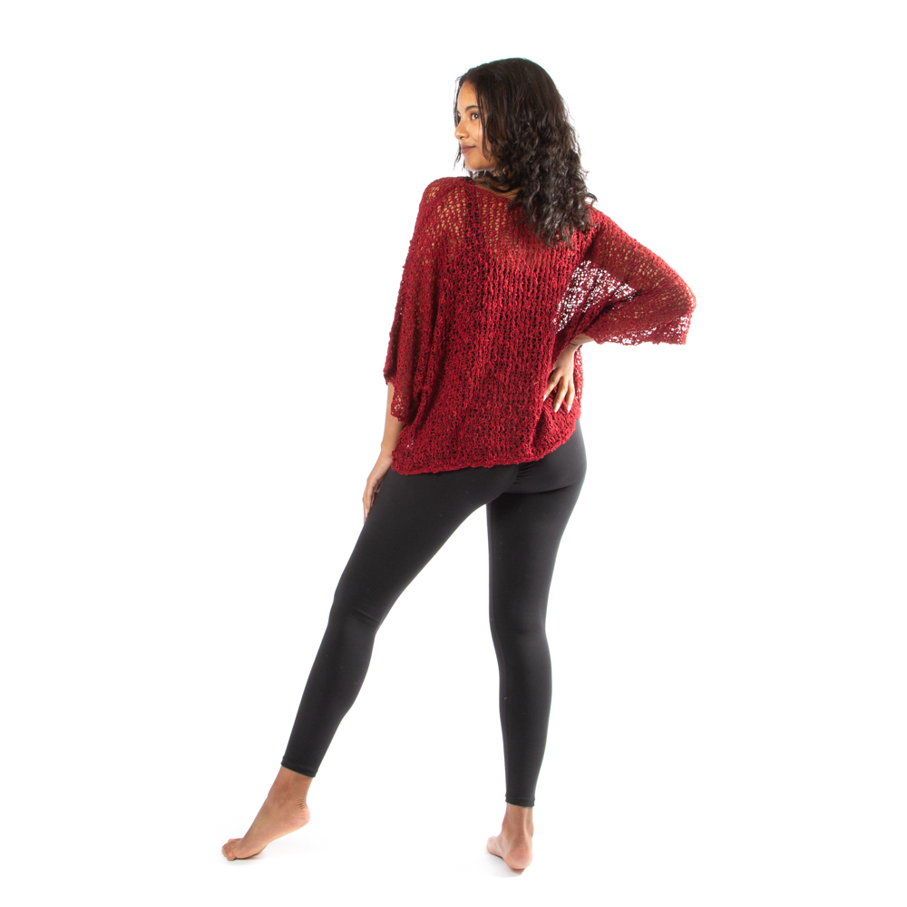 Suzie Blue Canada - Popcorn Knit Top - Dark Red