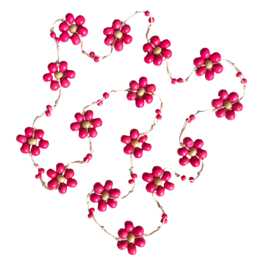Suzie Blue Canada - Wooden Ball Flower Necklace: Pink