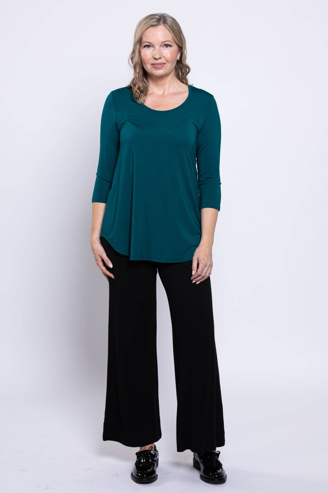 - Jazz 3/4 Slv Top, Teal, Bamboo: XLARGE