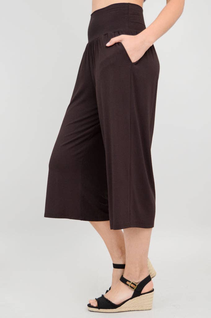 Blue Sky Clothing Co LLC - Gaylene Capri, Coffee, Bamboo: LARGE