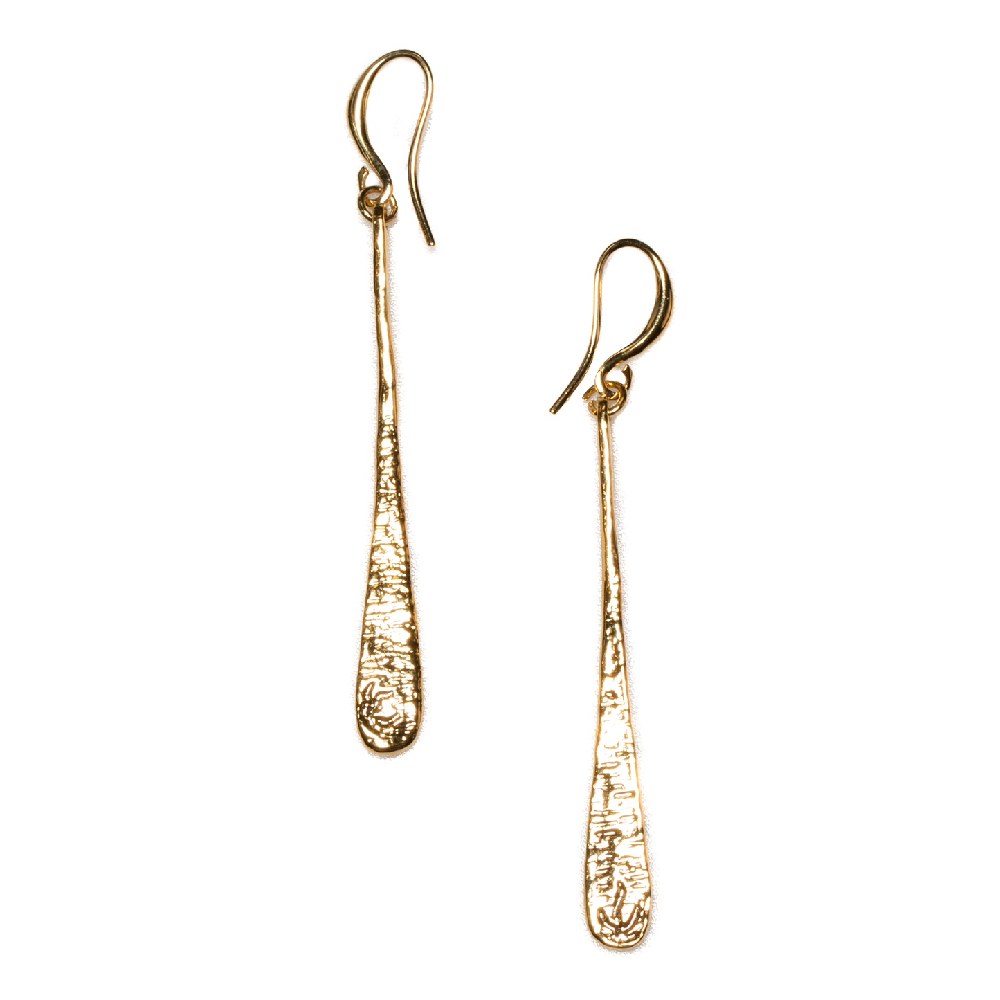 Suzie Blue Canada - Beaten Tear Drop Earrings - Gold Plate