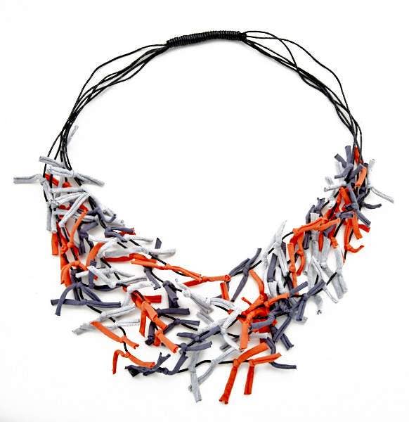 Suzie Blue Canada - Multi Colour Fabric Tie Necklace: Multi Colour