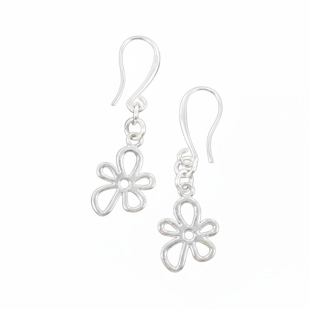 Suzie Blue Canada - Flower Charm Earrings in Silver Plate
