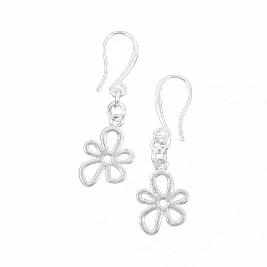 Suzie Blue Canada - Flower Charm Earrings in Silver Plate