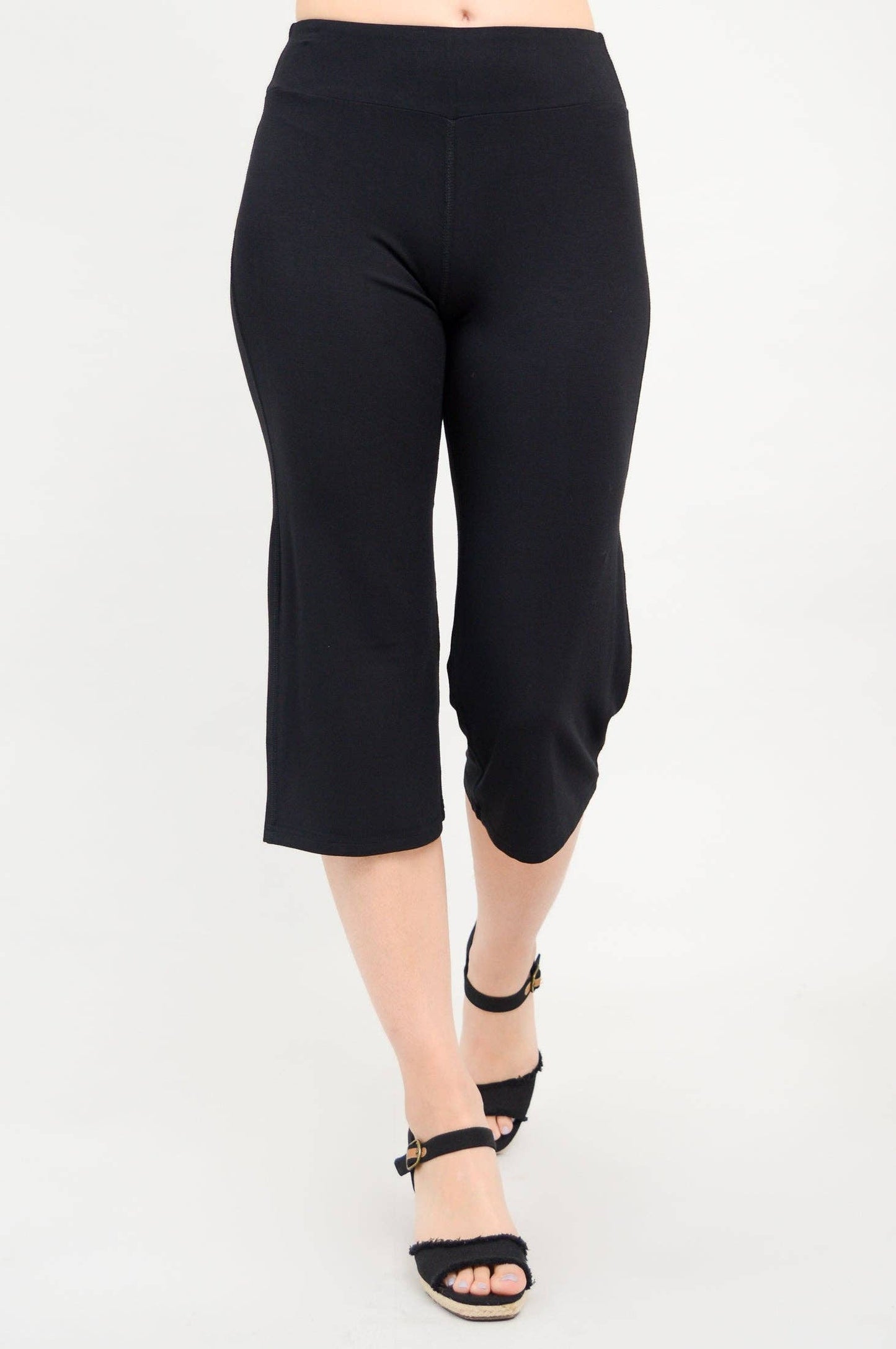 Blue Sky Clothing Co LLC - Yoga Capri, Black, Bamboo: XLARGE