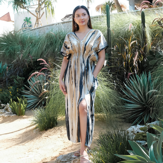Maxi Dress - Grey & Gold