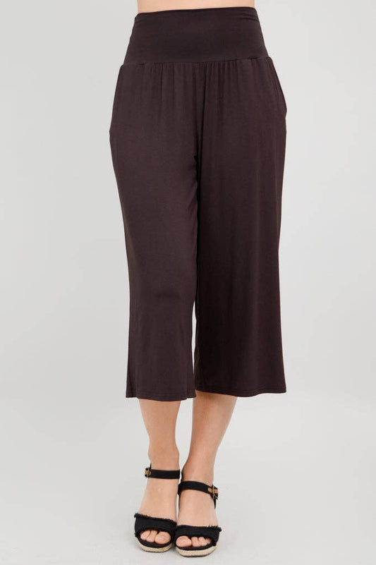 Blue Sky Clothing Co LLC - Gaylene Capri, Coffee, Bamboo: LARGE