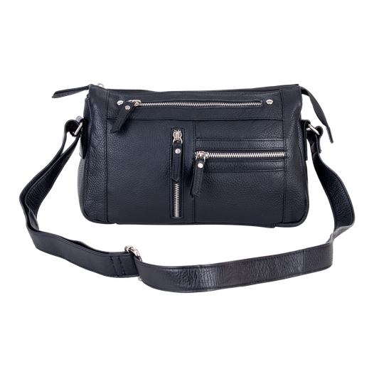 Greenwood Leather - Greenwood Leather Crossbody Bag – Stylish, Functional & Time: Black