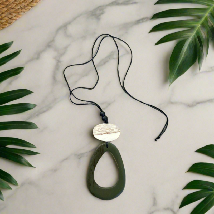 Suzie Blue Canada - Open Oval Pendant: Green