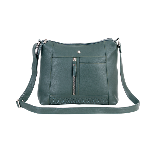 Greenwood Leather - Elegant Leather Crossbody Bag Tressa – Stylish & Functional: Sea Green