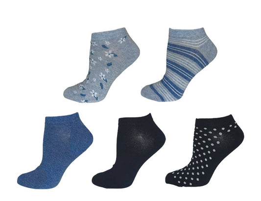Dot-Line Design - Ladies Thin Ped Floral 5 Pack Asst