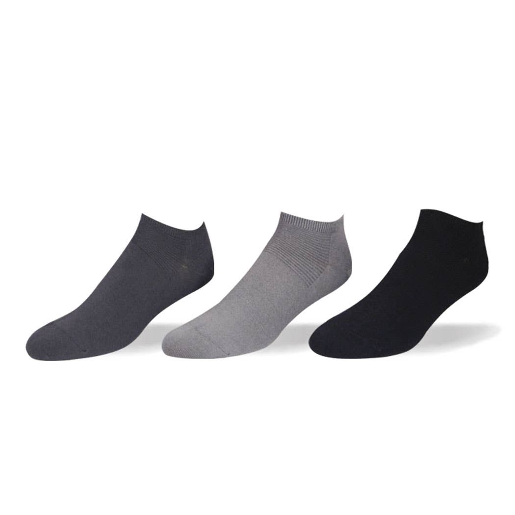 Dot-Line Design - Men's Bamboo Solid Ped 3 Pack: Asst Combo