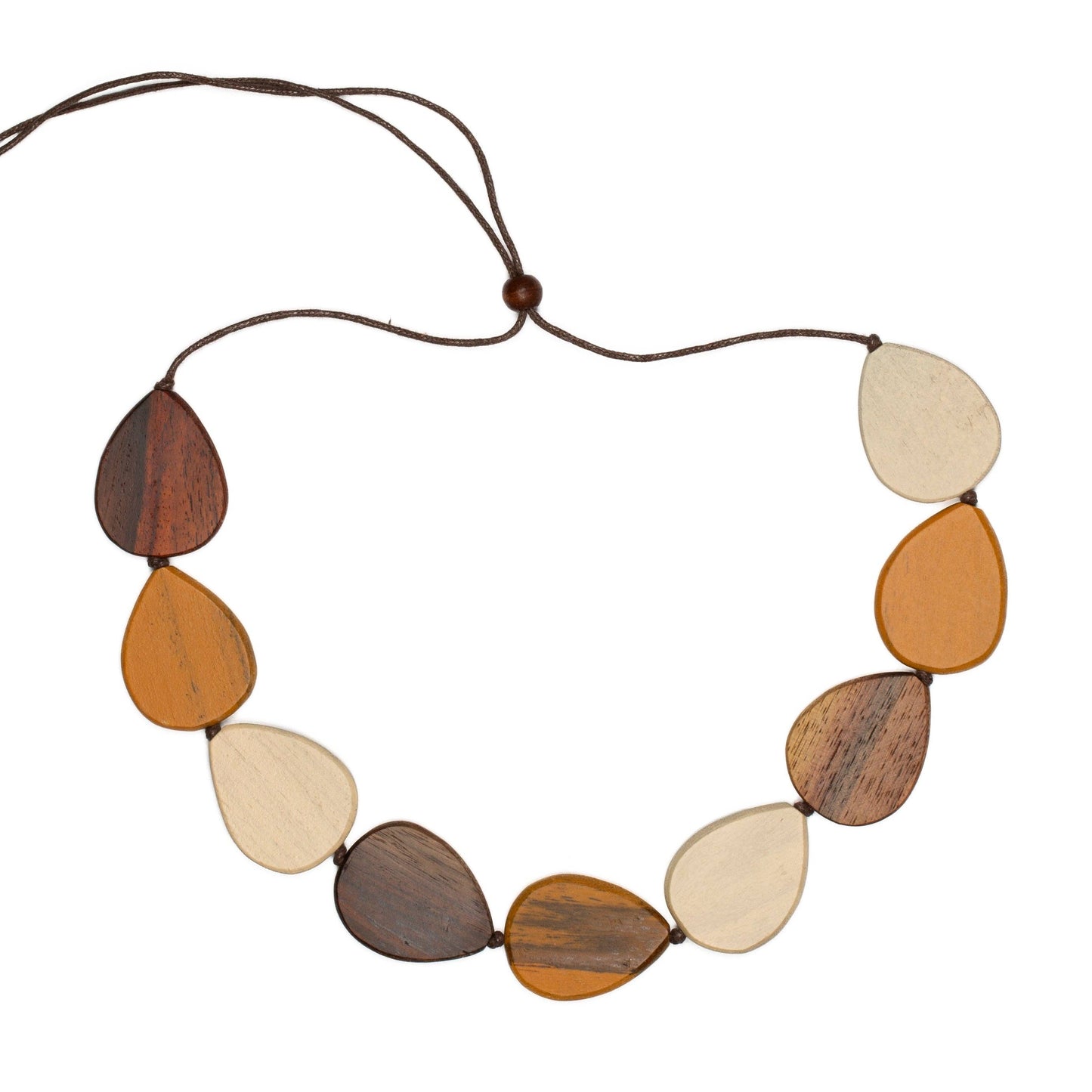 Suzie Blue Canada - Tinted Wood Pebble Necklace: Bright Multi