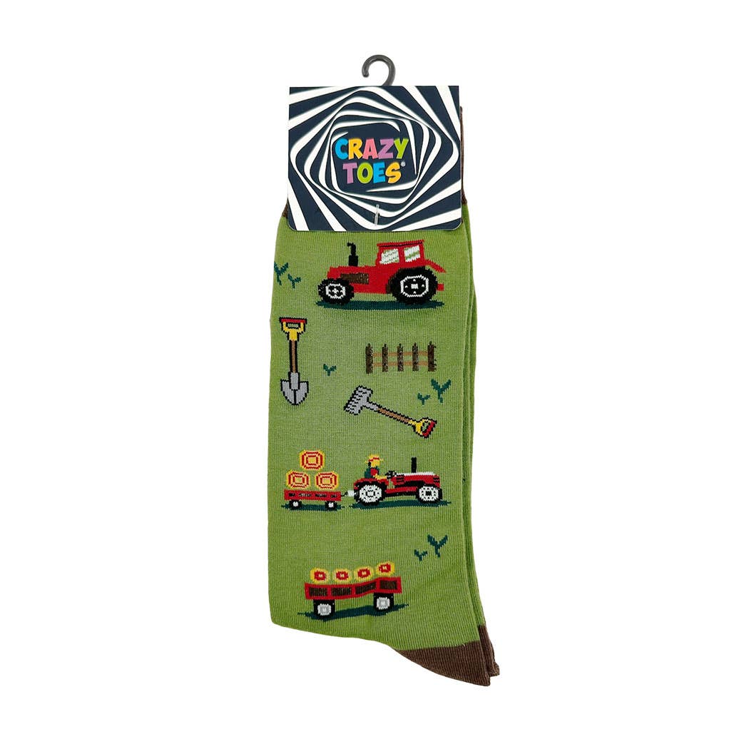 Dot-Line Design - Men's Crazy Toes Tractor: Green