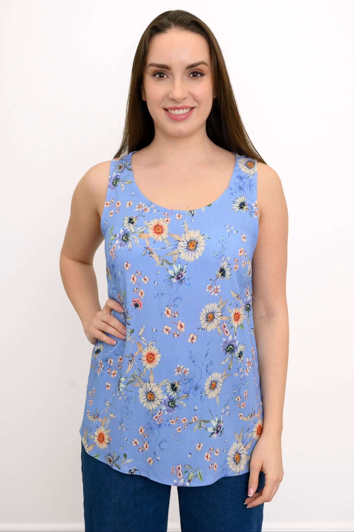 Blue Sky Clothing Co LLC - Jazz Tank, Peri Daisy, Bamboo: XLARGE