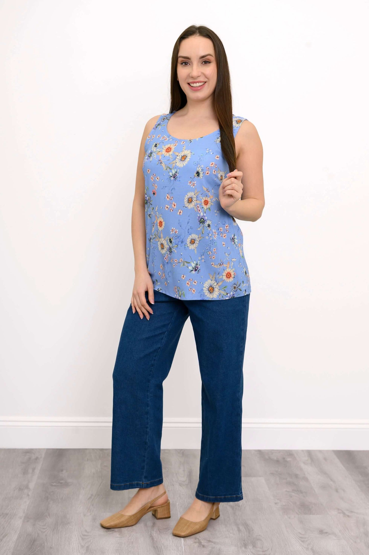 Blue Sky Clothing Co LLC - Jazz Tank, Peri Daisy, Bamboo: XLARGE
