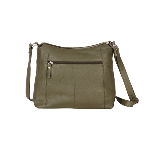 Greenwood Leather - Elegant Leather Crossbody Bag Tressa – Stylish & Functional: Olive Green
