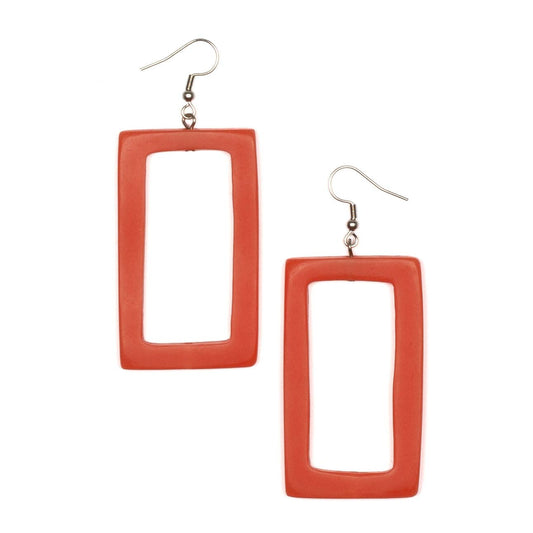 Suzie Blue Canada - Resin Rectangular Earring: Orange