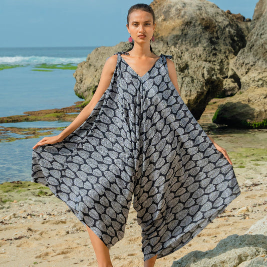Leaf  Romper - Black & White