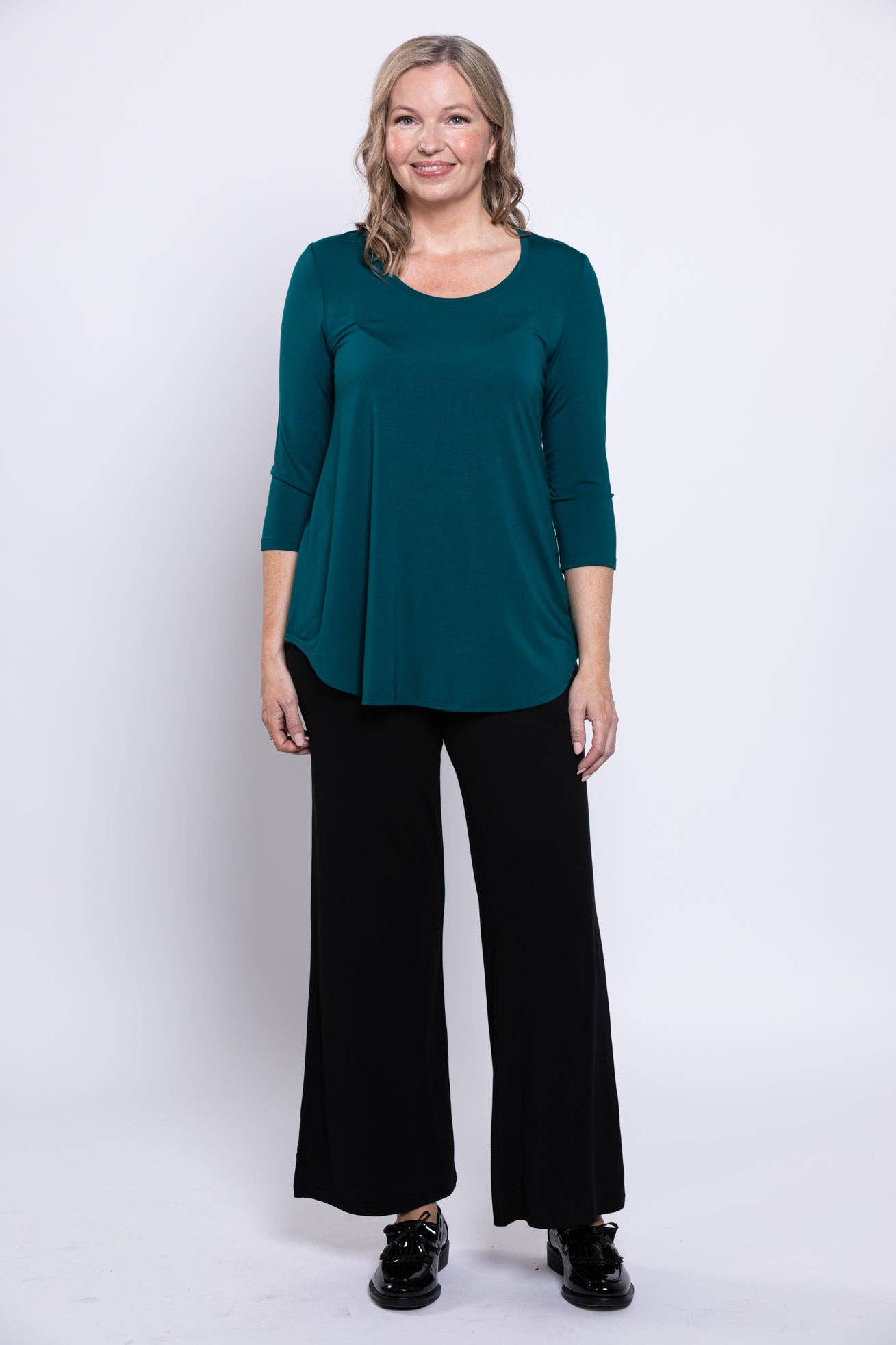 - Jazz 3/4 Slv Top, Teal, Bamboo: XLARGE