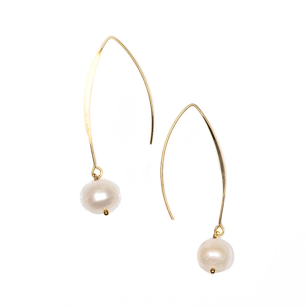 Suzie Blue Canada - Pearl Hook Earrings - Gold Plate
