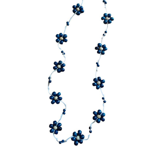 Suzie Blue Canada - Wooden Ball Flower Necklace: Blue