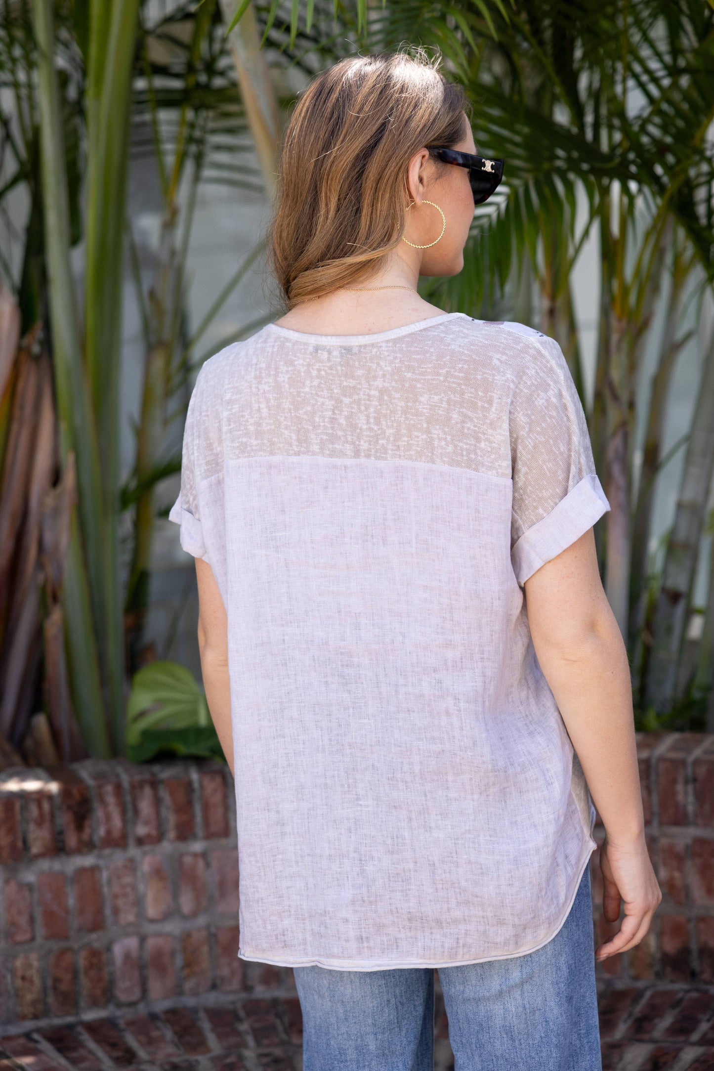 OFV - Sylvie's Sepia Flower Coldwash Top: Fango / S/M-L/XL