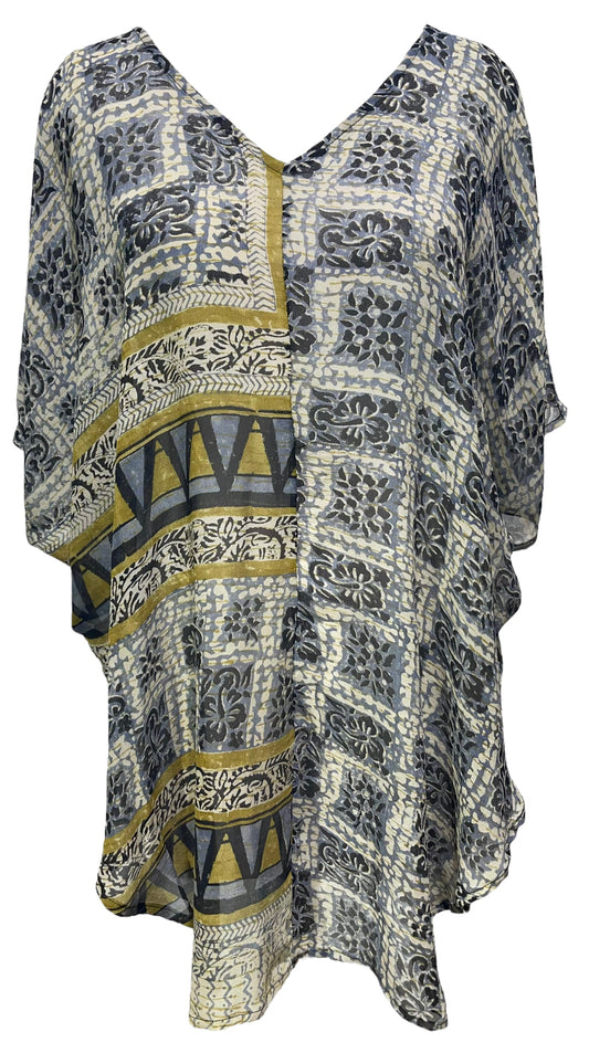 PRG4454 Sheer  Avatar Pure Silk Waterfall Top