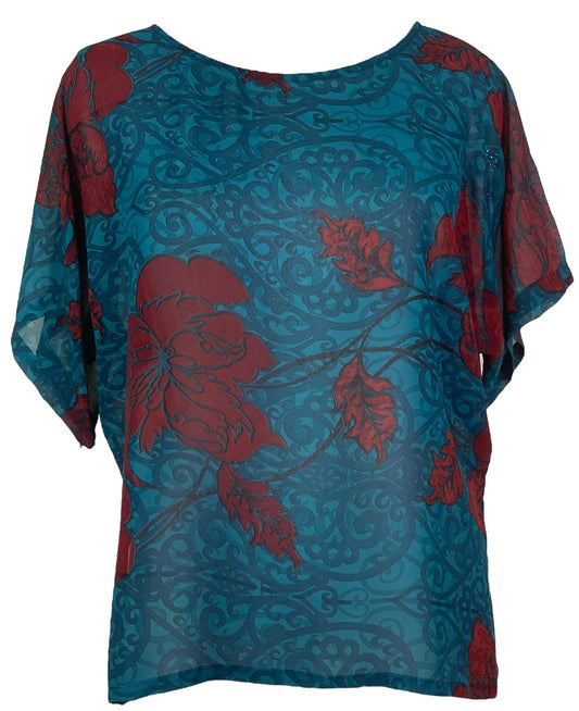 PRG7122 Sheer Avatar Pure Silk Side Slit Top