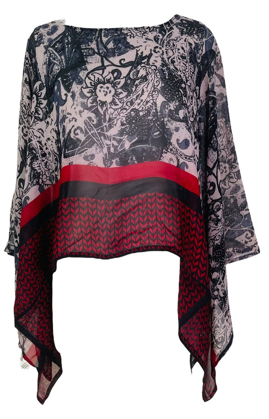 PRG7711 Sheer Avatar Pure Silk Capelet Poncho