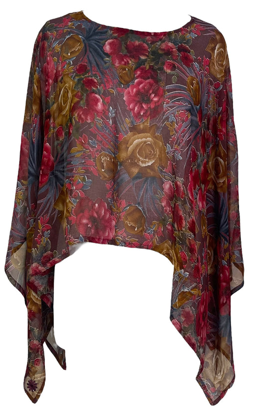 PRG7199 Sheer Avatar Pure Silk Capelet Poncho